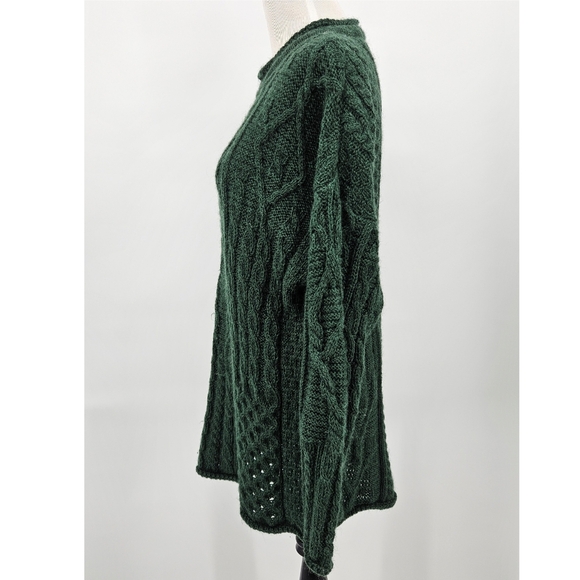 Cattaig Donn Cable Knit Wool Dress Made in Ireland Green M - Picture 2 of 8